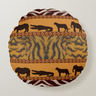 Coussins Ronds Poster de animal Motif de tigre Tribal Africain mo
