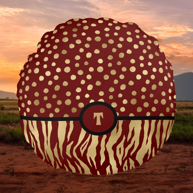 Coussins Ronds Poster de animal Snazzy Inspiré d'or Brown et noir (Créateur téléchargé)