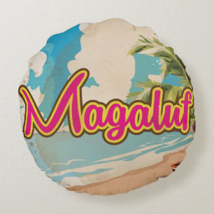 Coussins Ronds Poster des vacances Vintages de Magaluf