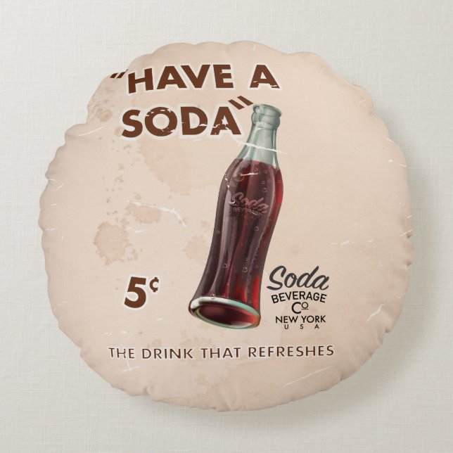 Coussins Ronds Poster vintage Soda (Devant)