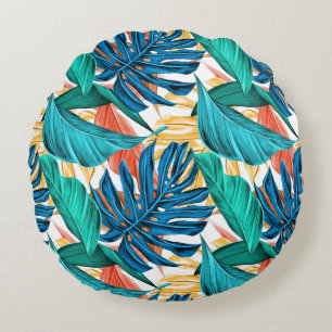 Coussins Ronds Potpourri de feuilles tropicales
