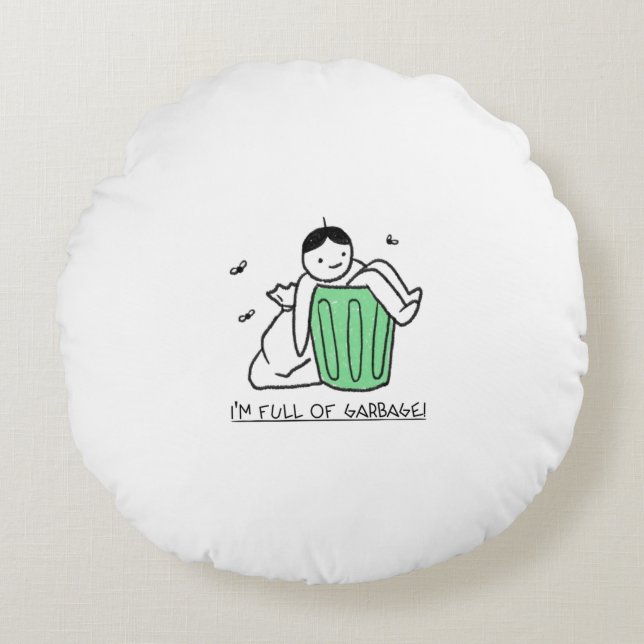 Coussins Ronds poubelle et citation moyenne (Devant)