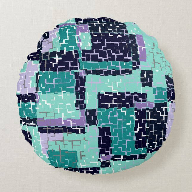 Coussins Ronds Pouf d'oreiller vert et violet ronde (Devant)