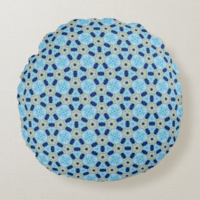 Coussins Ronds Pouf Rond Harmony Blue Petal (Devant)