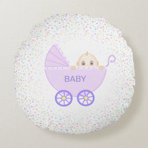 Coussins Ronds Poussette avec bébé et étoiles multicolores