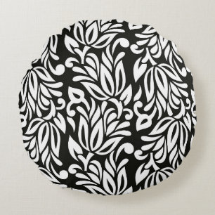 Coussins Ronds Ppa textile vintage noir et blanc