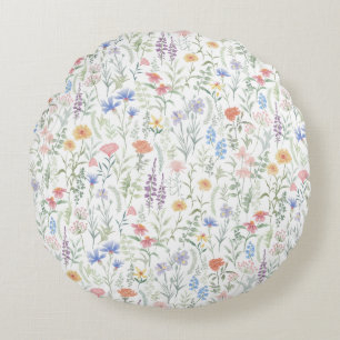 Coussins Ronds Prairie de fleurs sauvages coquette