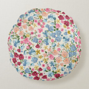 Coussins Ronds pré du milieu de l'été, motif plante en fleurs.