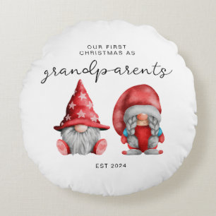 Coussins Ronds Premier Noël en tant que grands-parents Noël famil