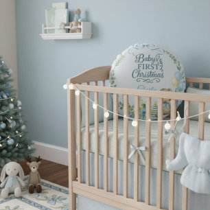 Coussins Ronds Premier Noël personnalisé du bébé garçon Photo