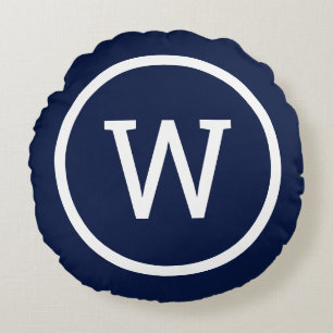 Coussins Ronds Preppy Monogramme élégant moderne marine bleu