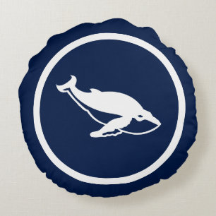 Coussins Ronds Presque bleu baleine navale baleines nautique