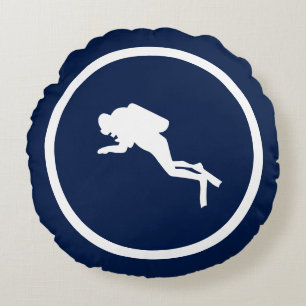 Coussins Ronds Presque bleu marine DOLPHIN et plongée nautique