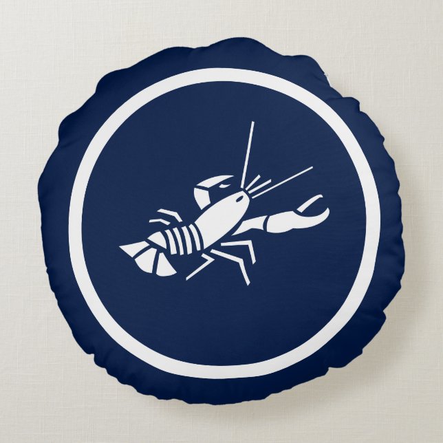 Coussins Ronds Presque bleu marine Homard nautique (Dos)