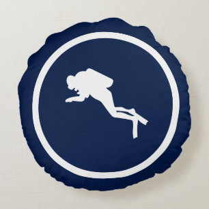 Coussins Ronds Presque marine bleu plongée plongée nautique