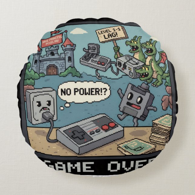 Coussins Ronds Press Start for Nostalgia! (And a Few Laughs) (Devant)