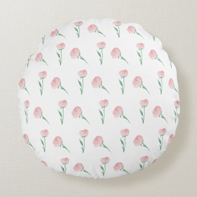 Coussins Ronds Pretty Peonies rose Filles Chambre Dortoir (Devant)