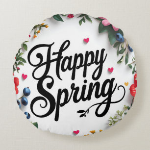 Coussins Ronds "Printemps de Confort : 'JOYEUX PRINTEMPS'