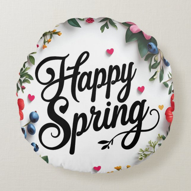 Coussins Ronds "Printemps de Confort : 'JOYEUX PRINTEMPS'  (Devant)