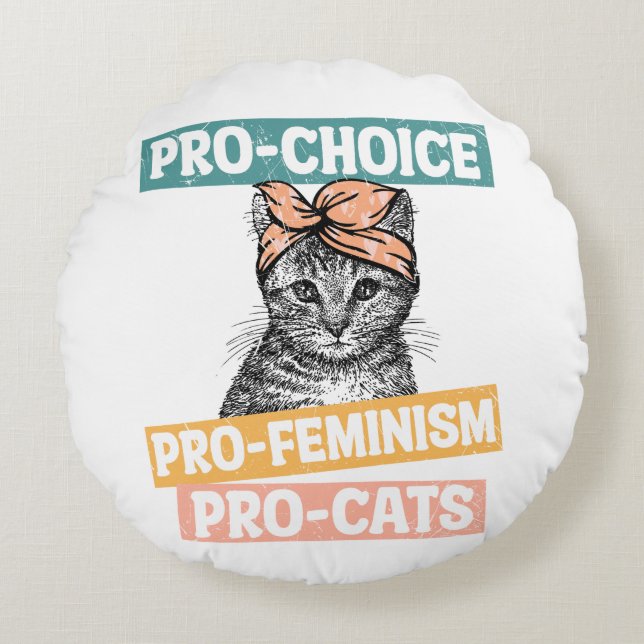 Coussins Ronds Pro Choice Pro Feminism Pro Cats (Devant)