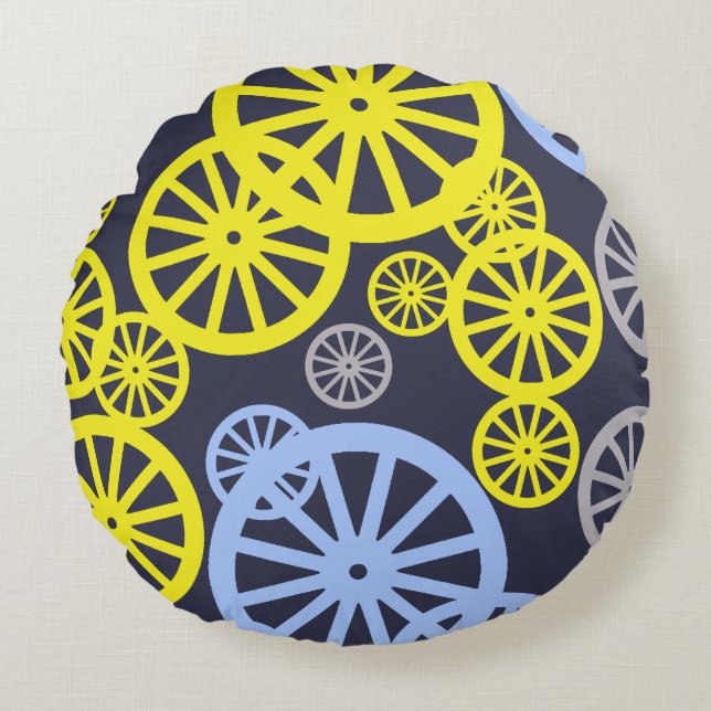 Coussins Ronds Produit de cercle de roue joyeuse funky (Devant)