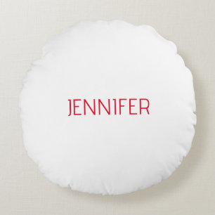 Coussins Ronds Professionnel minimaliste moderne blanc nom rouge