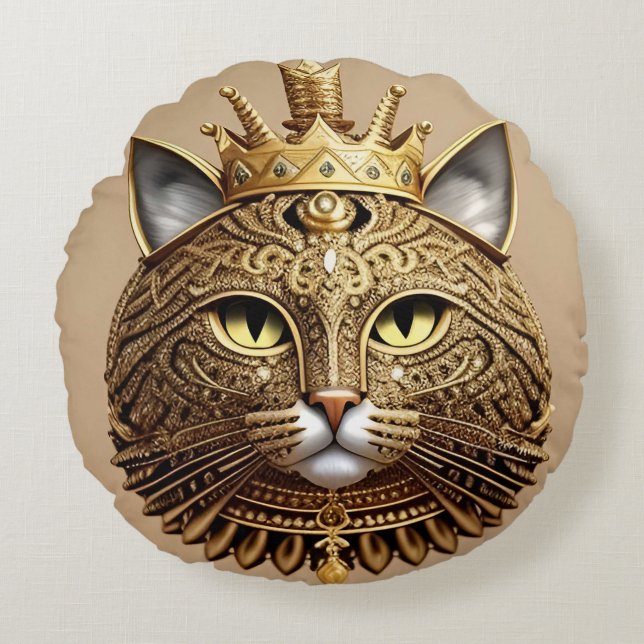 Coussins Ronds Profil de chat royal (Devant)