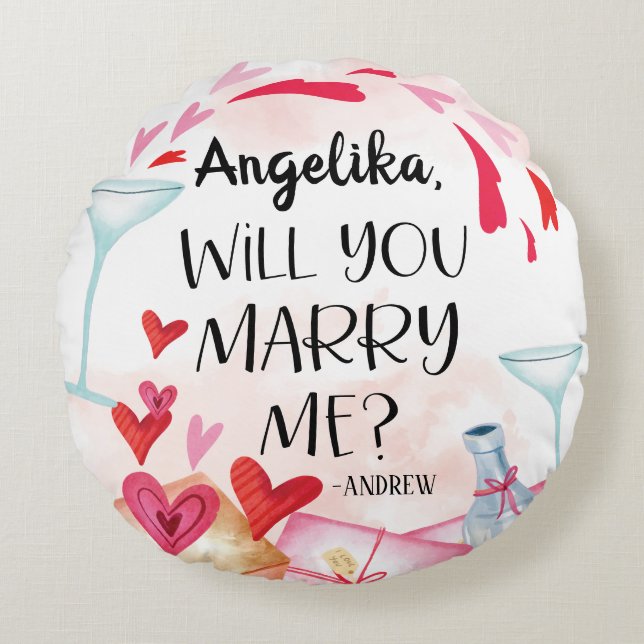 Coussins Ronds Proposition de marriage | You Marry Me ? Custom (Devant)