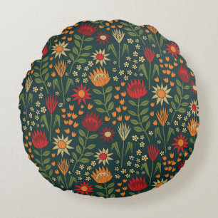 Coussins Ronds Protea Floral Block Imprimer Millefleur darnes