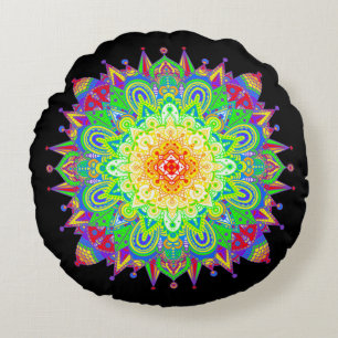 Coussins Ronds Psychedelic Zen Mandala Art Abstrait