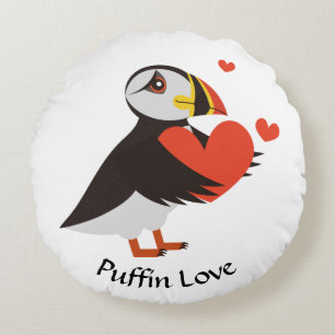 Coussins Ronds Puffin Love Red Hearts