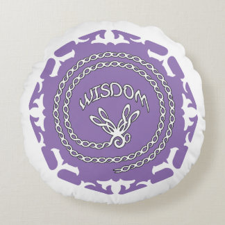 Coussins Ronds Purple Crown Chakra "Wisdom" Dragonfly White BG