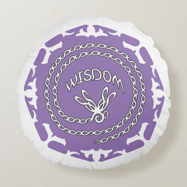 Coussins Ronds Purple Crown Chakra "Wisdom" Dragonfly White BG (Devant)