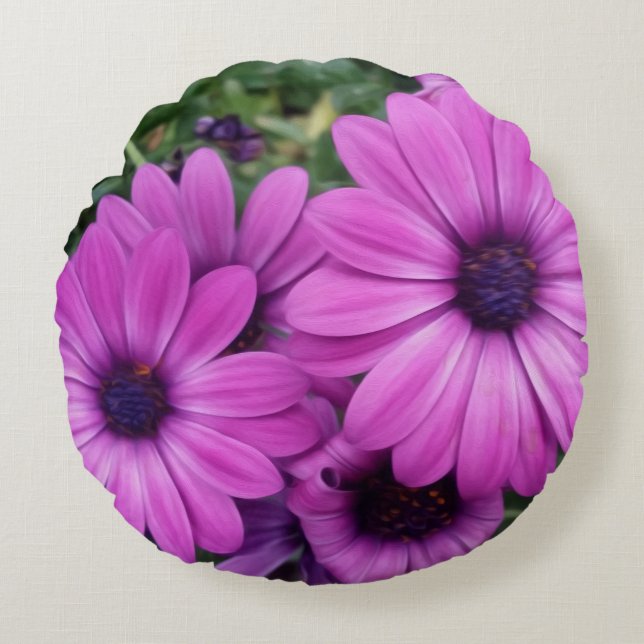 Coussins Ronds Purple daisies (Devant)