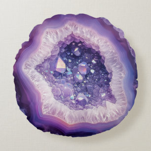 Coussins Ronds Purple Geode Rock Agent minéral Crystal Moderne