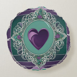 Coussins Ronds Purple Icy Heart art IA
