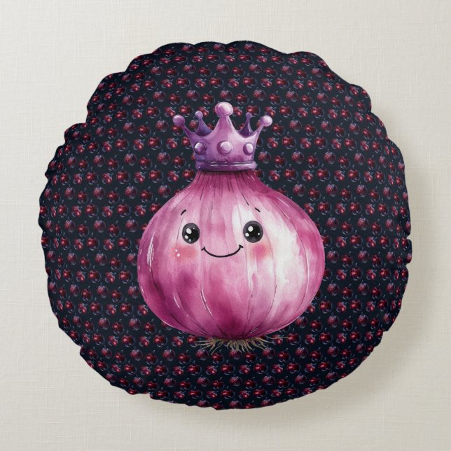 Coussins Ronds Purple Onion Queen Round Throw Pillow (Devant)