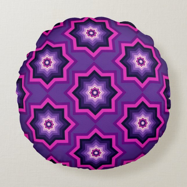 Coussins Ronds Purple Star Round Throw Pillow (Devant)