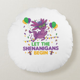 Coussins Ronds Que Les Shenanigans Commencent Mardi Gras Axolotl