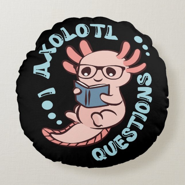 Coussins Ronds Questions sur l'Axolotl (Devant)