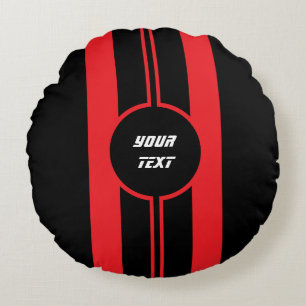 Coussins Ronds Racing Red Double Stripes Sports Personnalisé