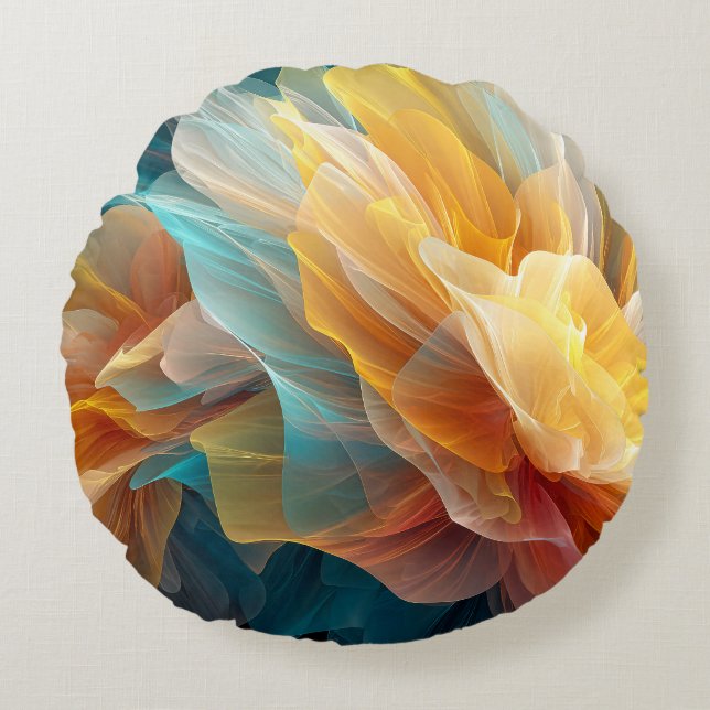 Coussins Ronds Radiant Bloom of Ethereal Petals in Light (Devant)