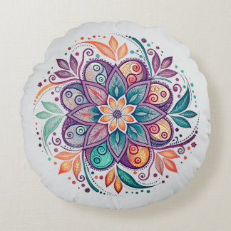 Coussins Ronds “Radiant Harmony Mandala"