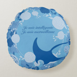 Coussins Ronds raie, fleur de vie, orange, mandala,zen,chakra,