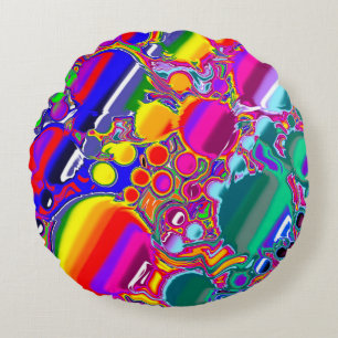 Coussins Ronds Rainbow Blast Art Abstrait