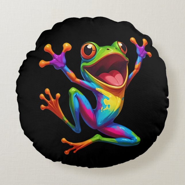 Coussins Ronds Rainbow Frog  (Devant)