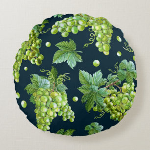 Coussins Ronds Raisin vert : Aquarelle Motif foncé