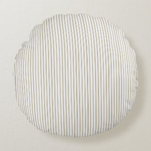 Coussins Ronds Rayure à carreaux beige et blanc