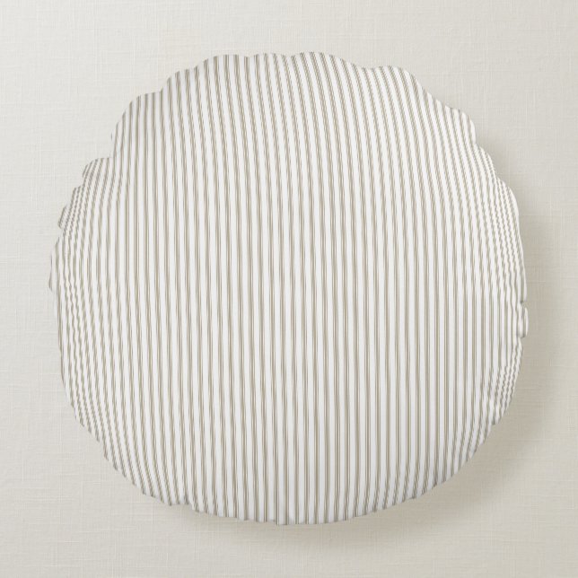 Coussins Ronds Rayure à carreaux beige et blanc  (Devant)