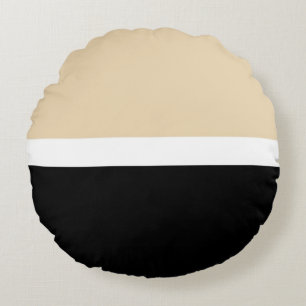 Coussins Ronds Rayure Abstraite Beige Noir
